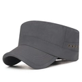 Men's outdoor breathable flat top cap in dark gray with metal eyelets and quick-dry fabric - Adjustable / Dark Gray