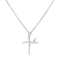 Silver necklace with Fé faith pendant and zircon cross on white background - Silver 'fé' Faith Letter Cross (P102204713)