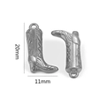 Ciondolo stivale da cowboy in argento con incisione vintage per gioielli, 20mm x 11mm - S3 Stile retrò / Argento