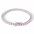 Classic pink tennis bracelet with cubic zirconia set in polished silver metal base - Pink Diamond White Gold 4mm / 9inch Bracelet (Approx 23cm)