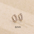 Elegant 6mm sterling silver huggie hoop earring with pavé-set shimmering zircon stones - 6mm / White Gold
