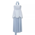 Abito a lupetto celeste in raso con catene di perle e gonna in tulle a pieghe - S / Azzurro