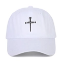 Cappellino da baseball bianco in cotone con ricamo a croce nera e visiera curva di profilo - Regolabile / Bianco