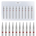 Macro detail of 10-piece diamond nail drill bits set for professional Russian manicure prep - Blister Grinding Head Set (OMA07)
