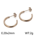 Pendientes de aro retorcidos en forma de C con acabado oro rosa de 20x2mm - 20x2mm / Oro rosa