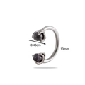 Titanium steel horseshoe nose ring with claw-set gemstones and 10mm size markings - Dark Purple (11#)