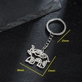 Polished hollow elephant pendant keychain in stainless steel with dimension markings - Hollow Elephant (021)