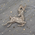 Sparkling gold reindeer hanging ornament with glitter finish for Christmas tree decoration - Champagne Gold Reindeer