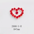 Red heart-shaped rhinestone nail art charm with hollow design, size 8x7mm, model 2000-S-R - 2000-S-R Silver Hollow Red Rhinestone Heart