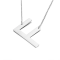 Silver stainless steel letter F pendant necklace with minimalist cable chain design - Letter F (KN26362-K)