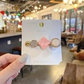 Elegant Korean style hairpin with gold star and pink marble geometric charms - Korean Geometric Styling Clip / Pink