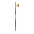 Macro detail of gold bar earrings with rainbow cubic zirconia and s925 silver needle - Gold Base Colorful Zircon