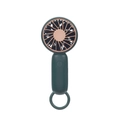 Portable USB mini pocket fan in dark green with rose gold grill and hanging carabiner clip - Green