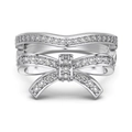 Exquisite S925 silver bow-knot ring with shimmering pave-set cubic zirconia stones - Bowknot Enhancer Style (DY121143)-Size 7