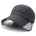 Dark grey quick-dry sun hat with side flaps and 3D embroidery for outdoor cycling - Dark Gray