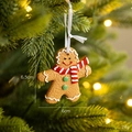 Gingerbread man Christmas ornament with red scarf and green buttons, 6.5cm height - Scarf Green Button Gingerbread Man