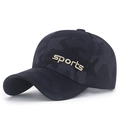 Gorra de béisbol de camuflaje oscuro ajustable con bordado dorado sports para hombre y mujer - Azul Marino con Bordado Dorado