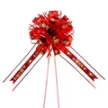 Red festive ribbon pull bow with gold 'Big Wedding Day' text for gift wrapping - 10 Strands Pack / Red Happy Day