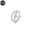 Silver ASTM F136 titanium double ring earring with pavé zircon, 1.0mm gauge, 10mm diameter - 10mm / Silver Double Layer Rhinestone