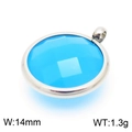 Silver-plated birthstone pendant with 14mm blue faceted crystal for DIY jewelry - Silver Round Blue Gem Style (KLJ8254-Z)
