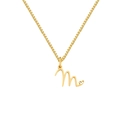 Detail of gold titanium steel necklace featuring a heart-shaped letter M pendant charm - Letter M (XL-82-4)
