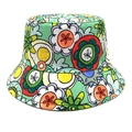 Bob vert avec motifs floraux, strass brillants et imprimés de dessins animés colorés - M (56-58cm) / Vert