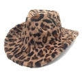 Detail showing the fluffy leopard print faux fur texture of this stylish cowboy hat - M (56-58cm) / Light Coffee