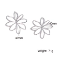 Orecchini a fiore traforato in acciaio argento, misura 42mm dal peso 7.1g - Argento (ER139-S)