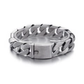 Bracelet gourmette cubaine pour homme en acier titane avec finition brossée et fermoir - 17mm / 22cm / Mat (KB43750-D)