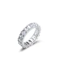Luxury S925 sterling silver eternity ring with oval-cut cubic zirconia in side view - US Size 5 / Silver