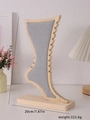 Bamboo wood necklace display stand with gray velvet surface and natural wood base - 31.5x20cm / Log Grey