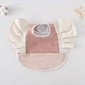 Waterproof baby bib with pink and cream patchwork and delicate ruffle wing details - Wings - Flesh Pink And Milky White / One Size