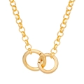 Choker punk in oro lucido con catena a maglie circolari e doppi anelli intrecciati - Doppi Anelli ad Incastro / Oro
