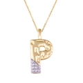 Letter P alphabet pendant necklace in gold and silver finish with zircon stones - Letter: P