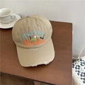 Distressed khaki baseball cap with PRAY FOR Birdies embroidery on wooden table - Adjustable / Khaki