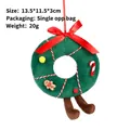 Cute green plush Christmas wreath ornament with gingerbread man and red bow decoration - Flower Garland
