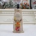 Sacchetto regalo di Natale in juta per vino con renna 3D e sciarpa festiva rossa - Alce