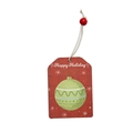 Étiquette de Noël rouge en bois avec texte Happy Holiday, motif boule verte et perle - Style Ornement Festif (4) / Ensembles