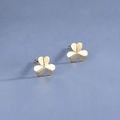 Minimalist gold S925 sterling silver three-leaf clover stud earrings in polished finish - Clover / Gold