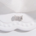 Detailed macro of S925 sterling silver cylinder bead with sparkling cubic zirconia pavé - Type D White Gold Plated White Zircon / 6*10.5mm