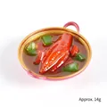 Miniatur Hummer-Topf Puppenhaus Essen Modell in Rot und Gold wiegt etwa 14 Gramm - Durchmesser 5.5cm / Hühnerfüße