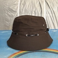 Brown bucket hat for men with adjustable drawstring and SPORT decorative strap - Adjustable / Coffee