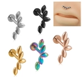 Piercing labret a grappolo di foglie in argento, nero, oro, arcobaleno e oro rosa - Cluster a 5 Marquise / Color Acciaio