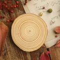 Natural round pine wood slice with tree bark and rings for DIY rustic home decor - Large Wood Candle Holder