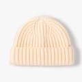 Dicke Rippstrick-Beanie in Cremeweiß mit warmem Umschlag für den Winter-Style - Einheitsgröße / Cremeweiß (21B073)