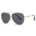 Gold metal aviator sunglasses with double bridge and dark grey lenses for a punk style - Gold Frame Grey Lens