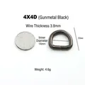 Metallener D-Ring in Gun-Black mit 3,8mm Drahtstärke und 14mm Innenbreite - 4x4D (Innen 14mm) / Gunmetal