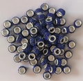 Close-up of blue crystal rhinestones set in metallic large hole beads for DIY jewelry making - Dark Blue