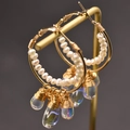 Pendientes de plata 925 con perlas de agua dulce y borlas de cristal con efecto irisado - Estilo de Gota de Agua Multicolor
