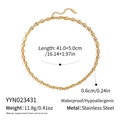 Detail of gold-plated stainless steel coffee bean link chain with size measurements - Pig Nose Coffee Bean Chain (YYN023431)